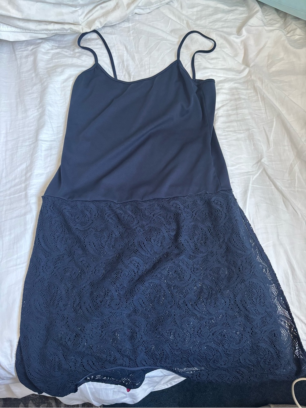 HeartSoul Navy Lace Trim Cami Mini Dress